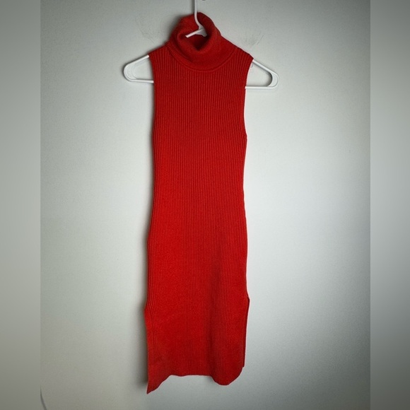 Daily Practice by Anthro Ribbed Turtleneck Midi Sweater Dress Sleeveless XSP - Picture 3 of 10